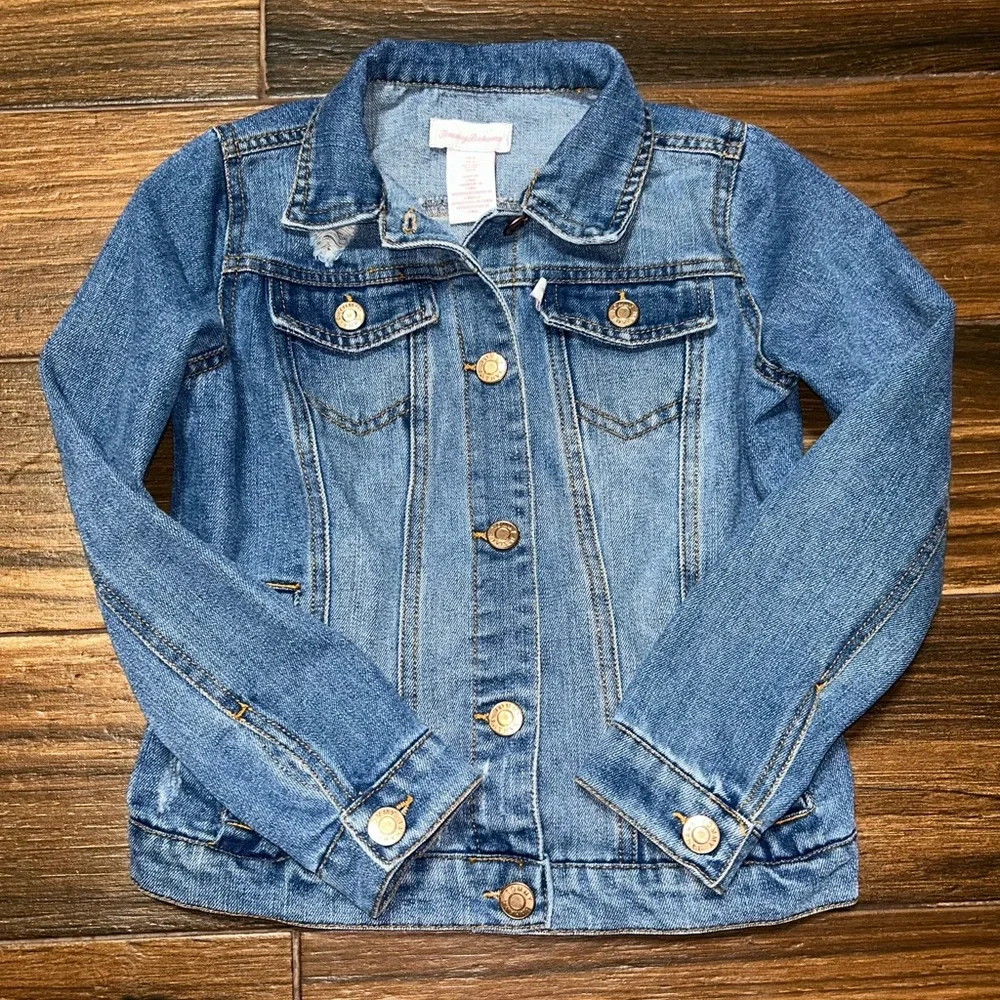 Tommy Bahama Kid’s Denim Jean Jacket 8 Medium Wash‎ Rose Gold Copper Buttons